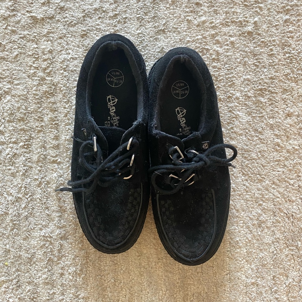 TUK VEGAN BLACK FAUX SUEDE ANARCHIC CREEPER